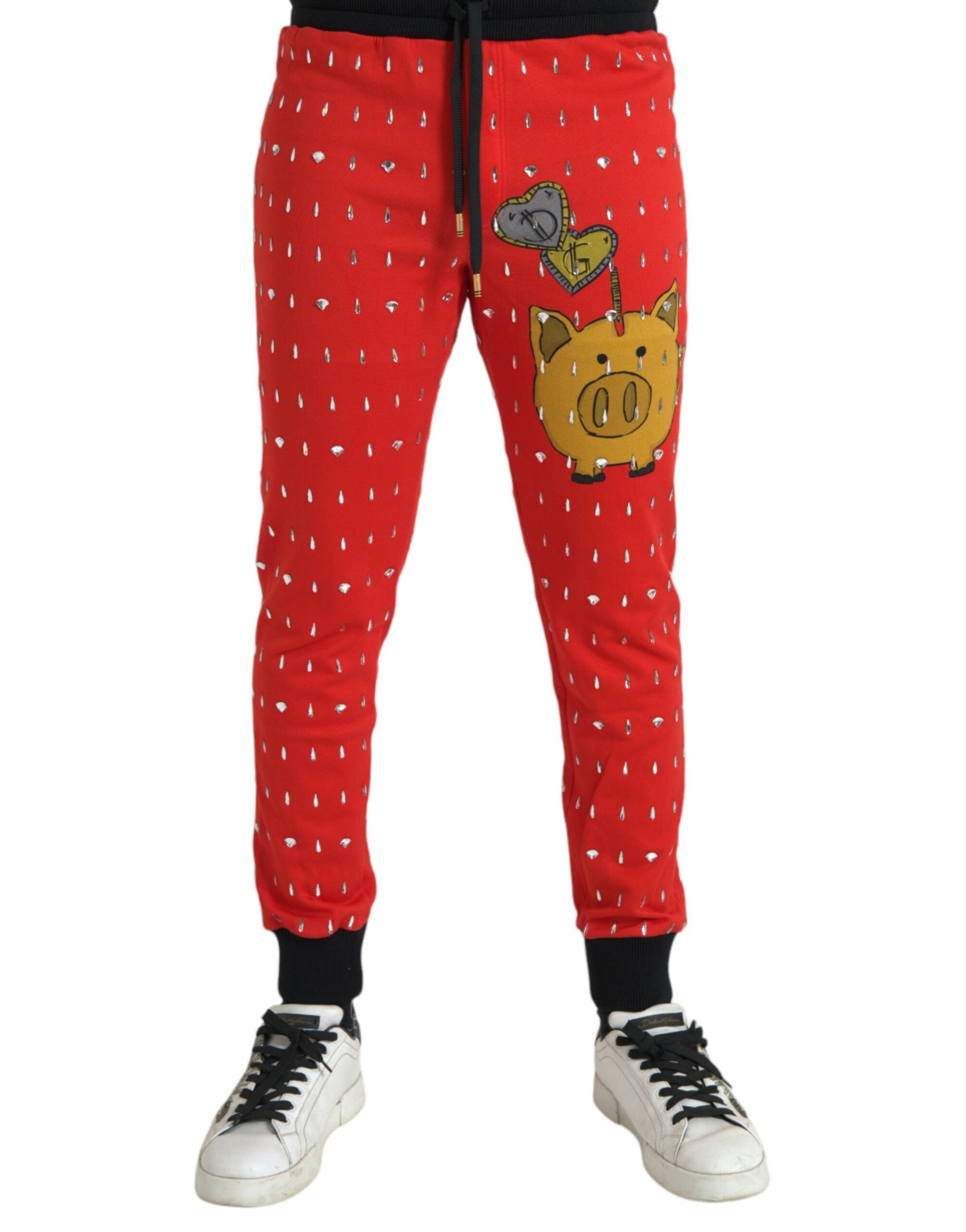 Red Year Of The Pig Jogger Sweatpants Pants