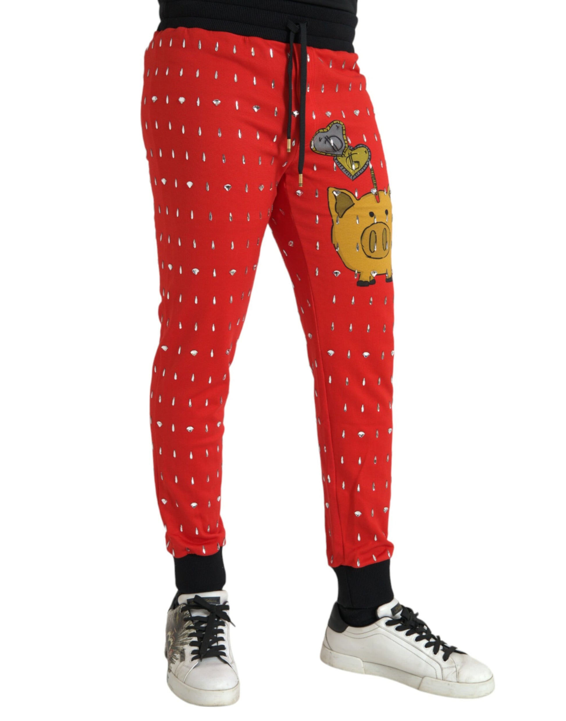 Red Year Of The Pig Jogger Sweatpants Pants