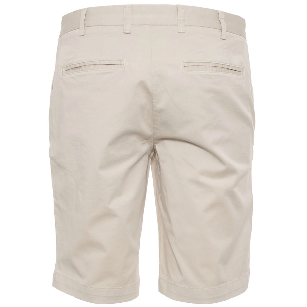 Elegant Beige Bermuda Shorts with Logo Patch