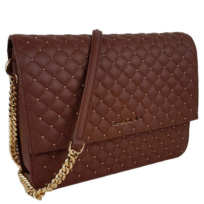 Brown Calfskin Women Crossbody Bag