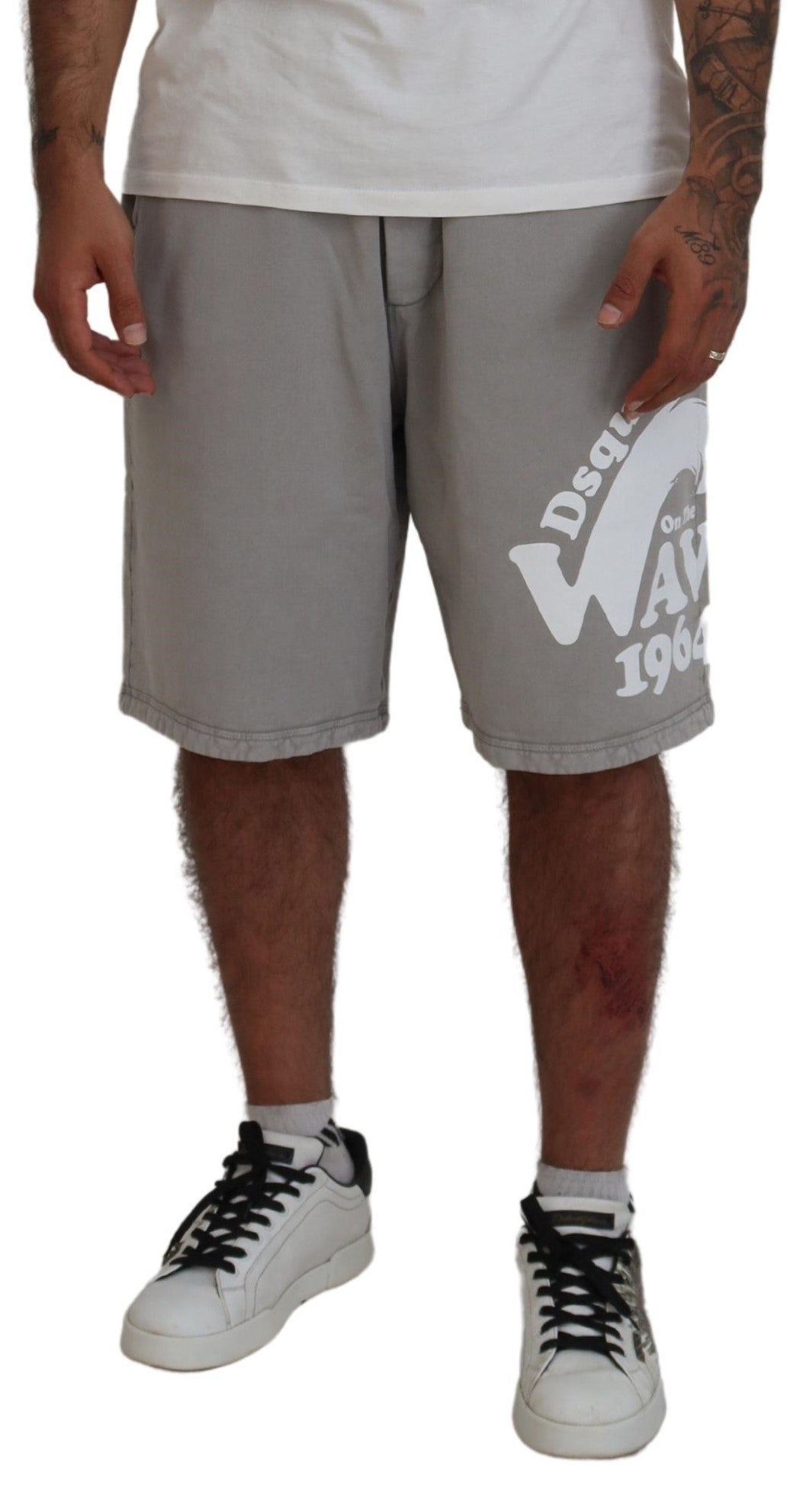 Gray Printed Pull On Men Casual Bermuda Shorts