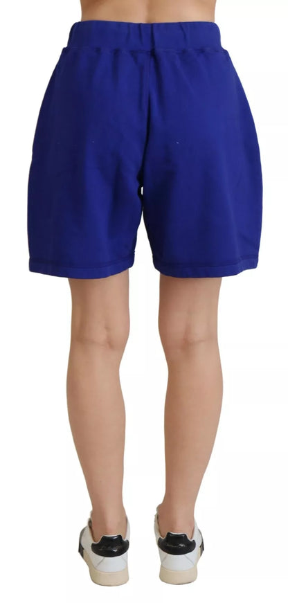 Blue Logo Cotton High Waist Sweatshorts Shorts