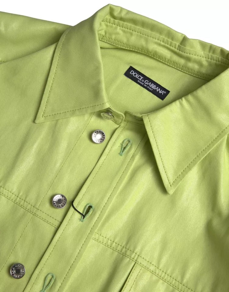 Green Cotton Collared Casual Button Down Shirt