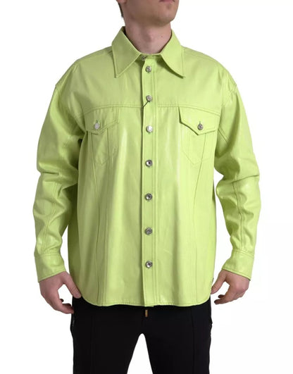 Green Cotton Collared Casual Button Down Shirt