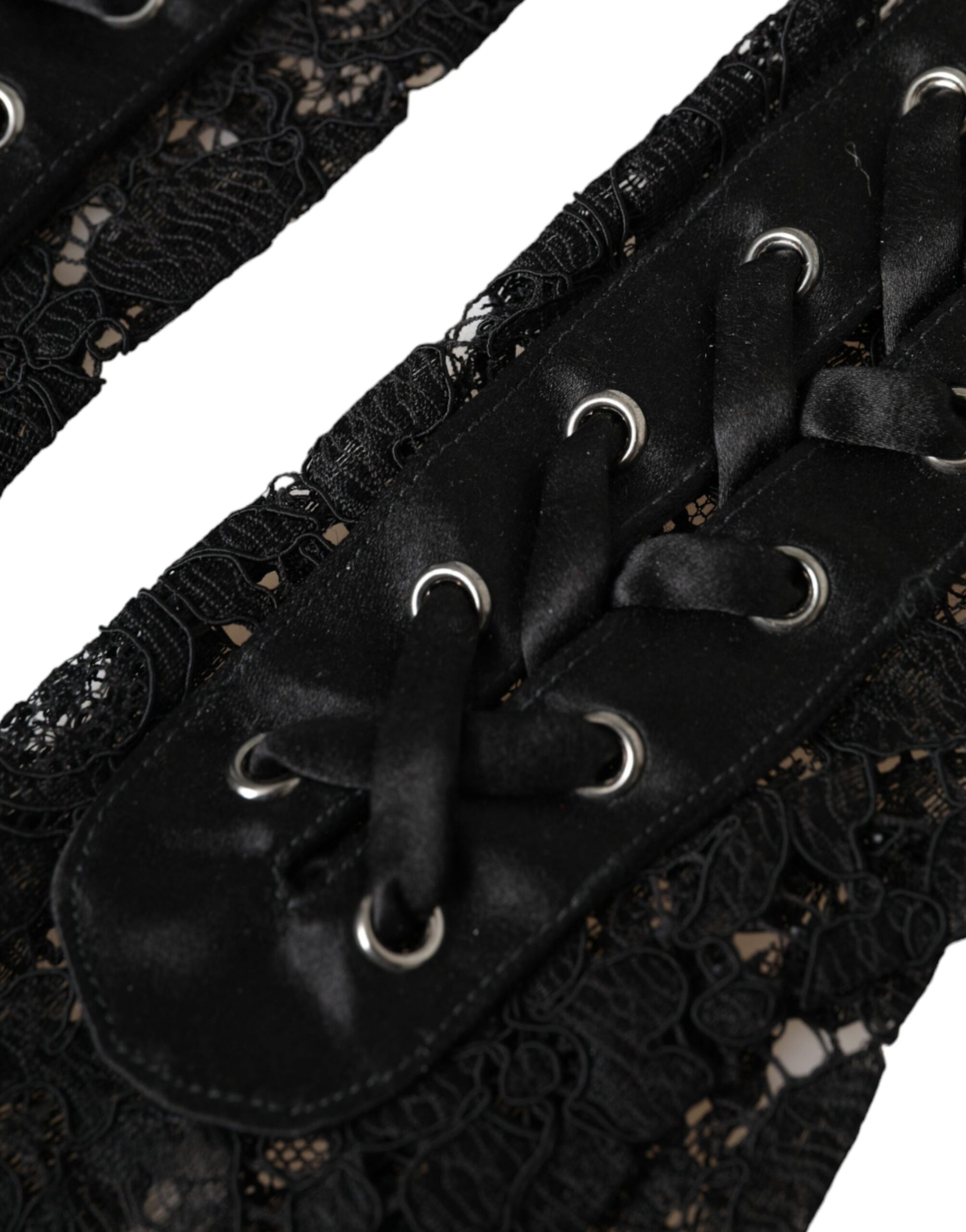 Black Taormina Lace Elbow Length Gloves