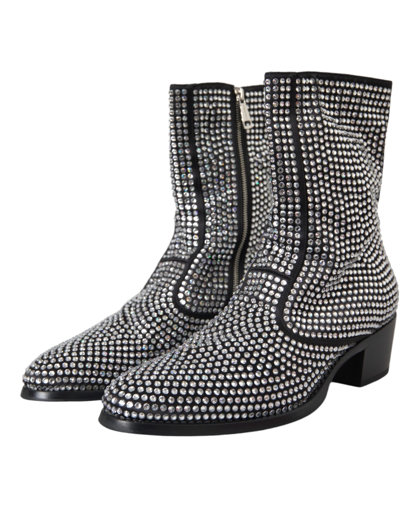 Black Rhinestone Crystal Chelsea Boots Shoes