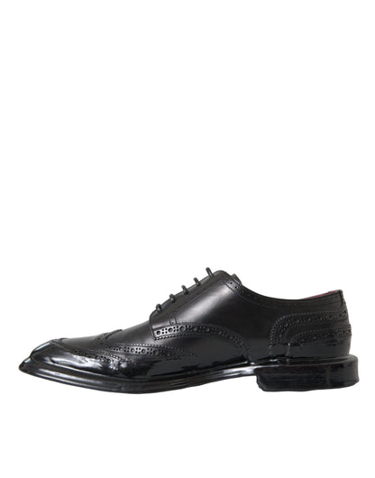 Black Leather Oxford Wingtip Formal Men Shoes