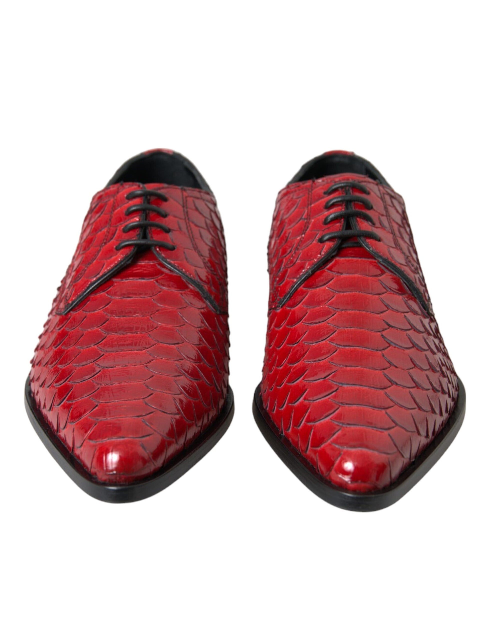 Red Textured Varnished Derby Men Formal Shoes