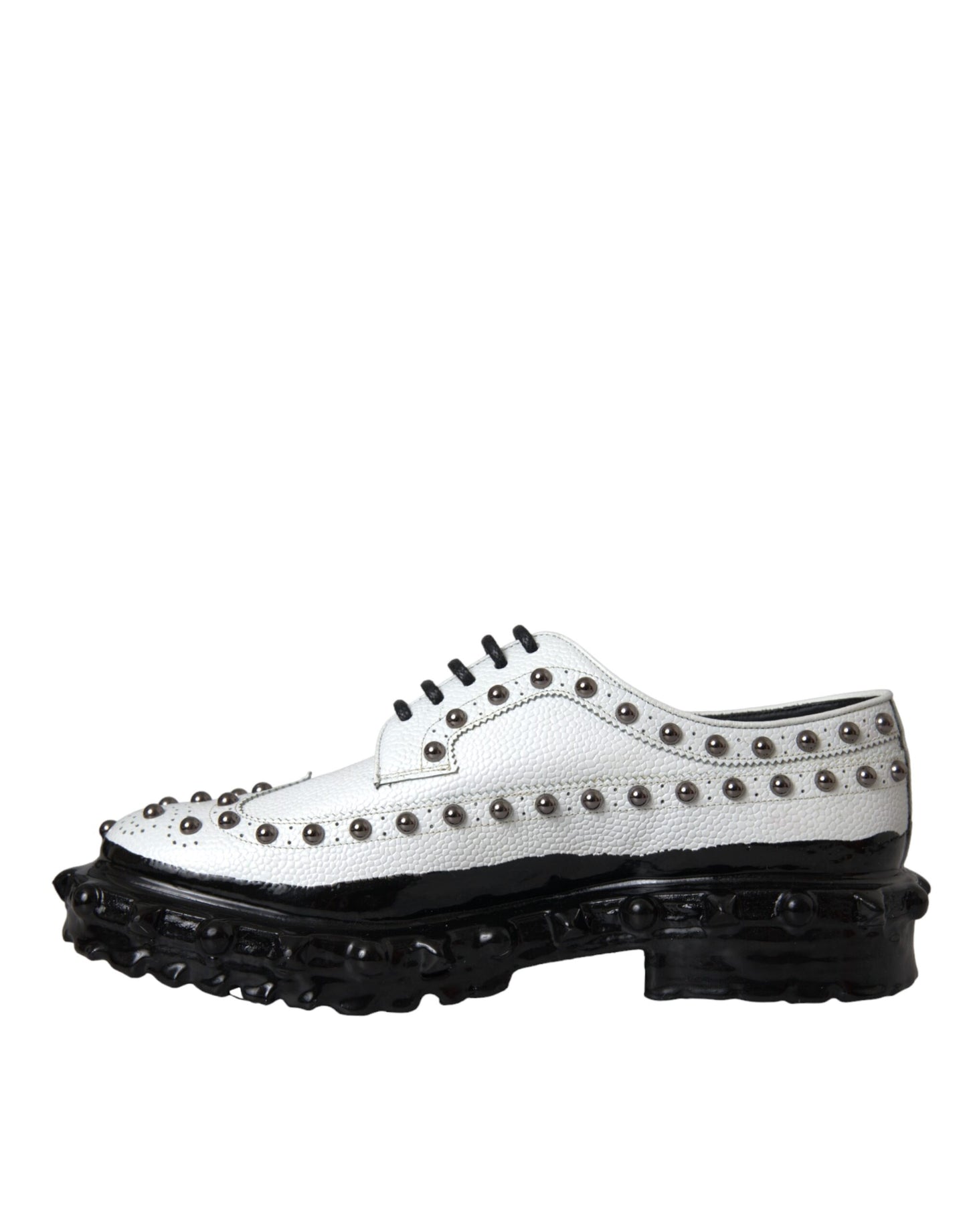 Black White Embellished Derby Formal Shoes