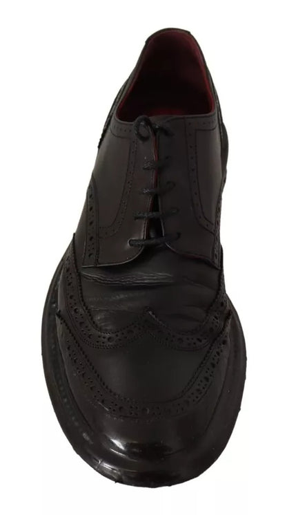 Black Leather Brogue Oxford Dress Shoes