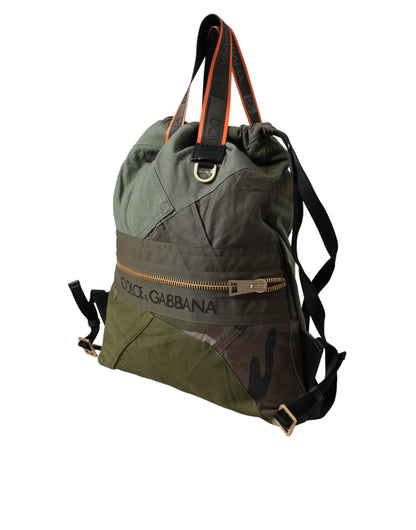 Military Green Patchwork Rucksack Backpack Bag