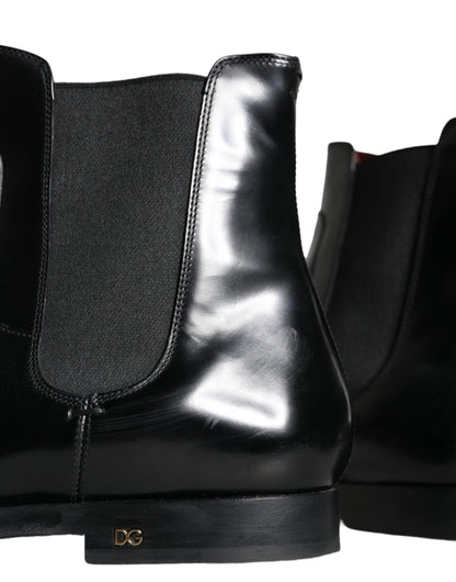 Black Leather Chelsea Ankle Boots Shoes