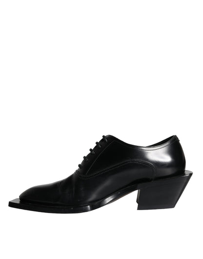 Black Calfskin Leather Derby Dress Men Shoes