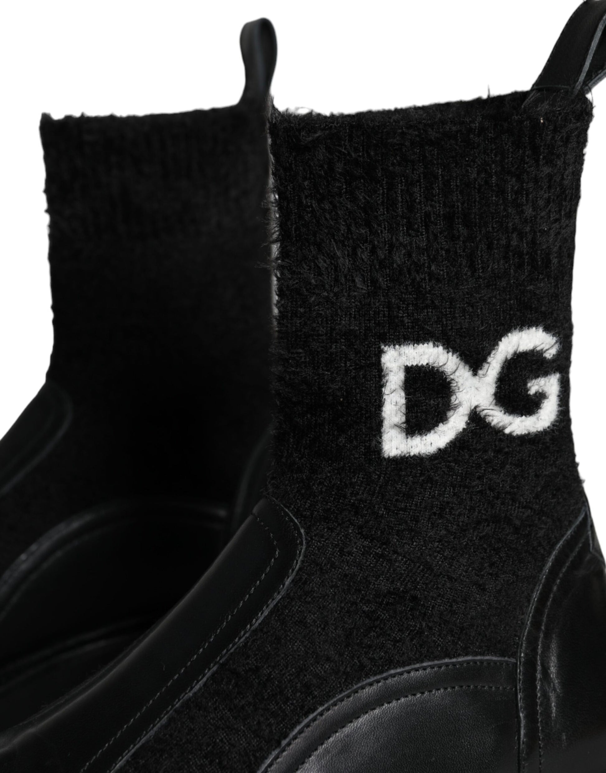 Black DG Logo Horse Sock Ankle Boots Shoes