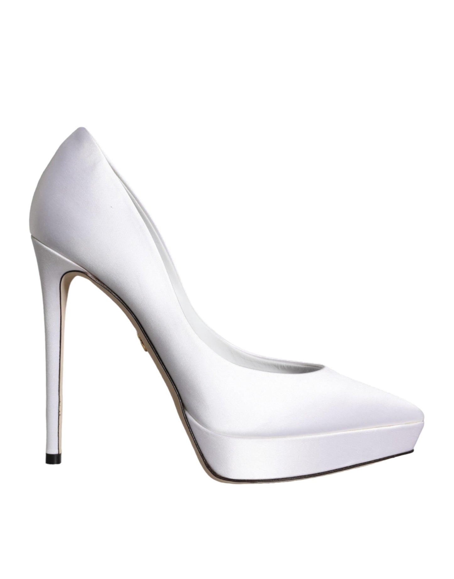 White Satin Platform High Heels Pumps Shoes