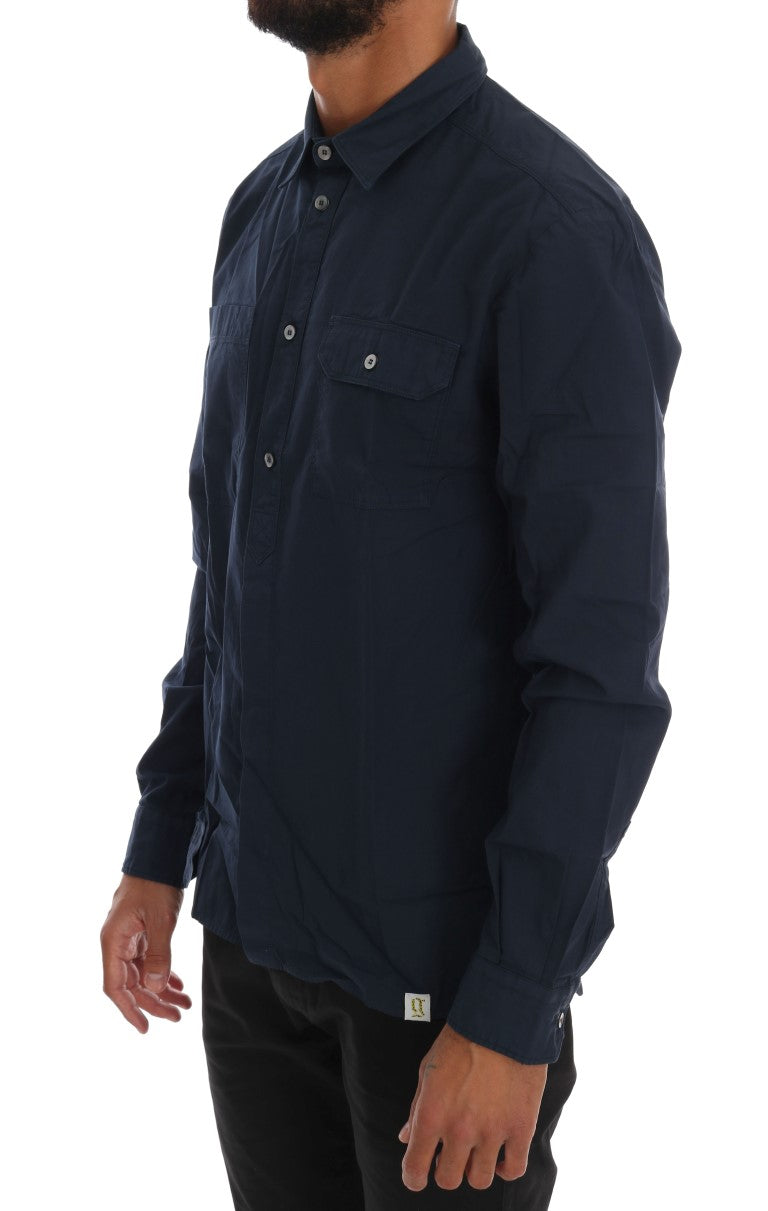 Elegant Blue Cotton Casual Shirt