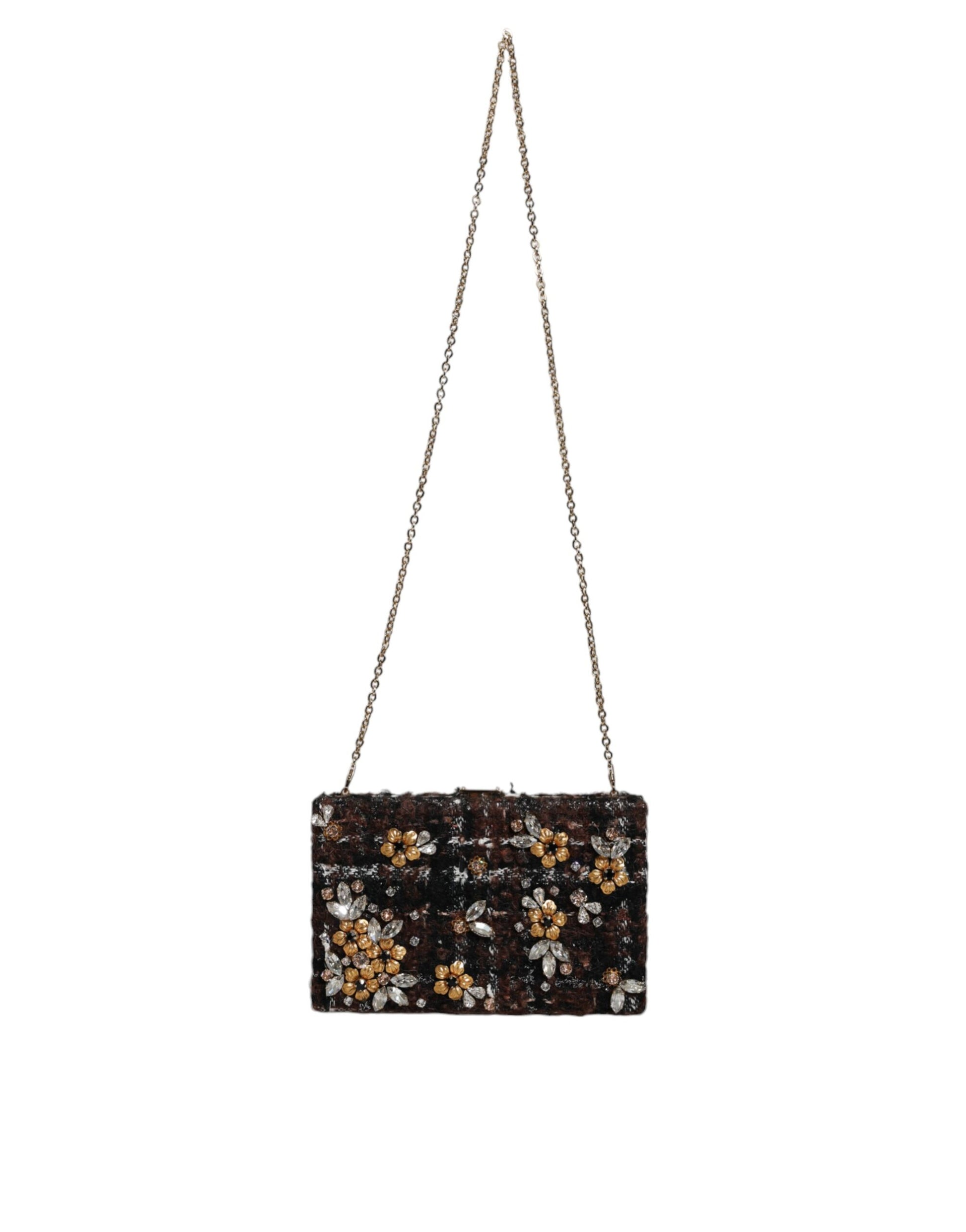 Multicolor Tweed Floral Clutch Evening Party Purse CrossBody Bag