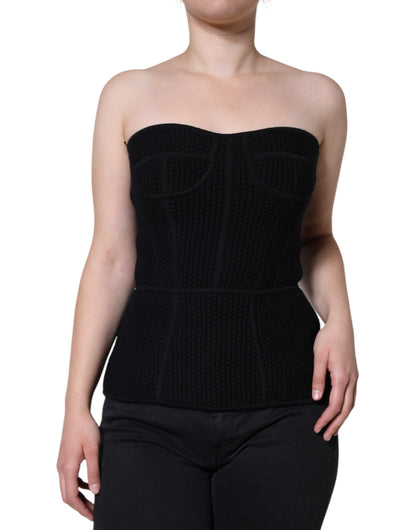 Black Bustier Sleeveless Corset Blouse Top