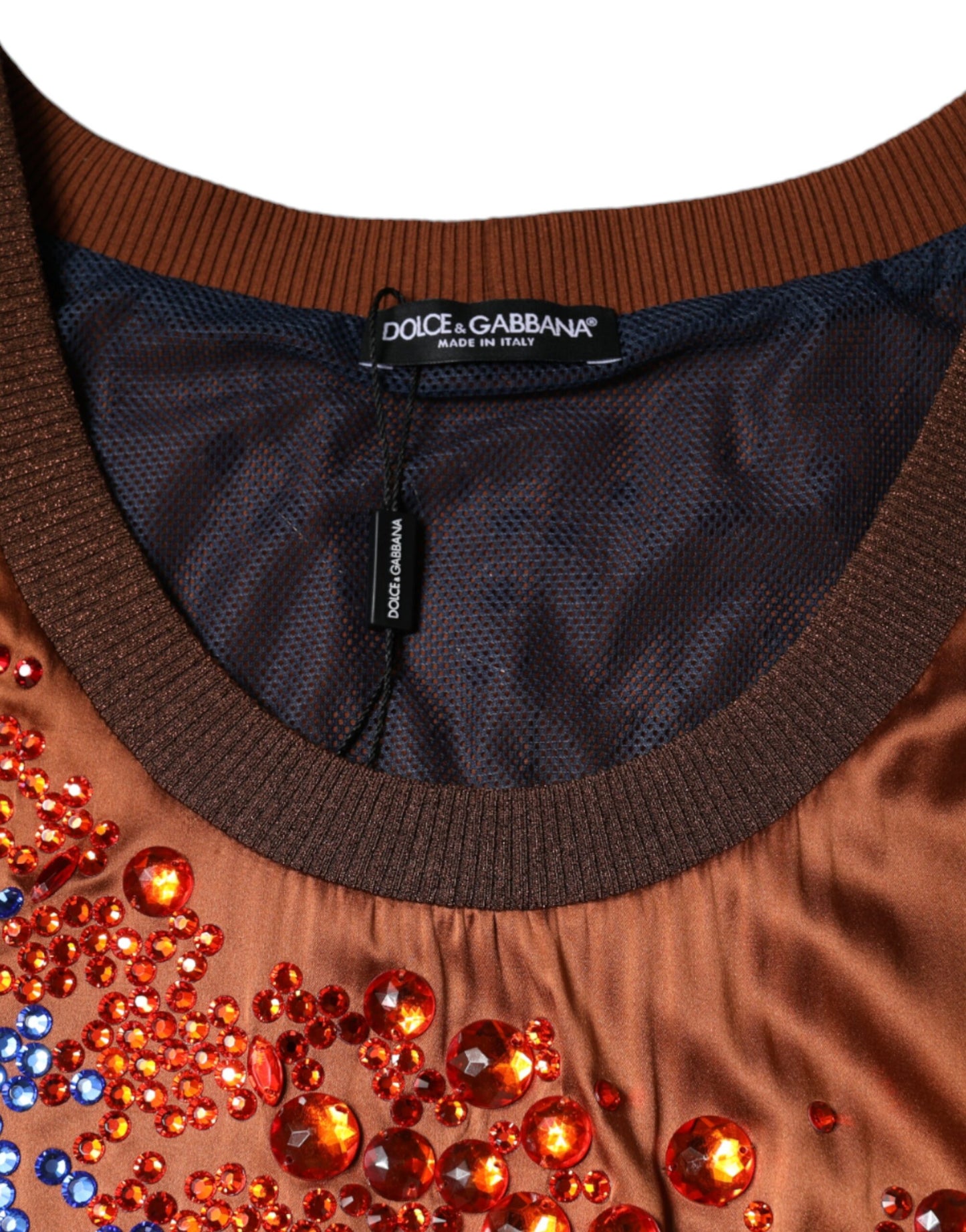 Brown Crystal Embellished Sleeveless Tank Top