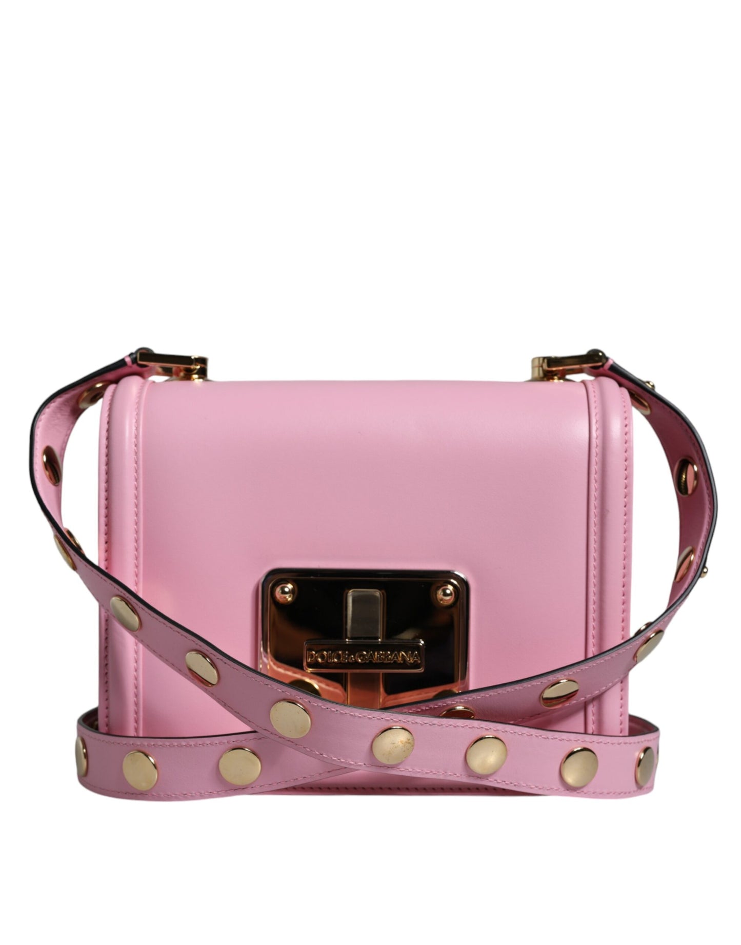 Baby Pink LOLA Leather Studded Crossbody Strap Bag