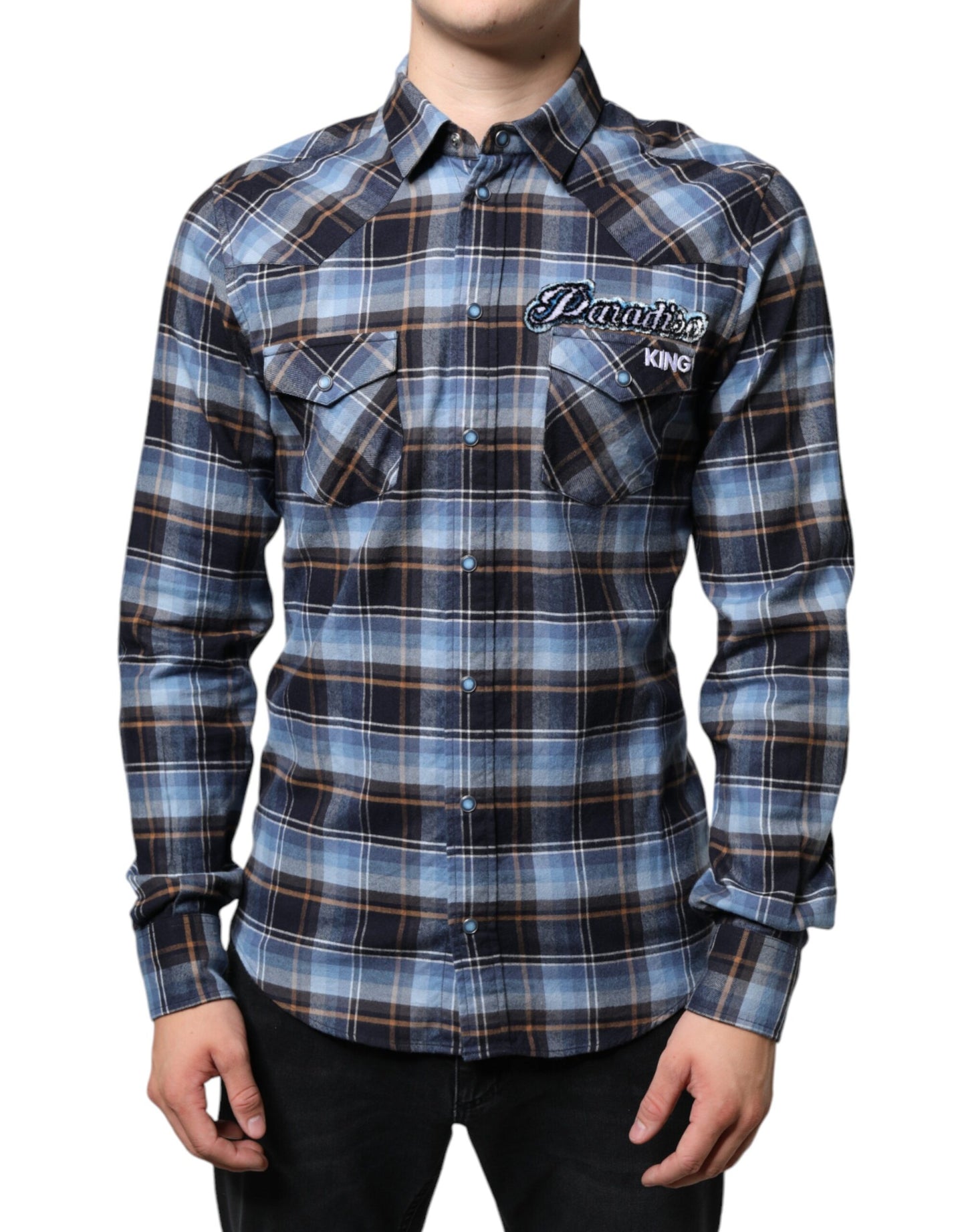 Multicolor Checkered Paradiso Patch Slim Fit Shirt