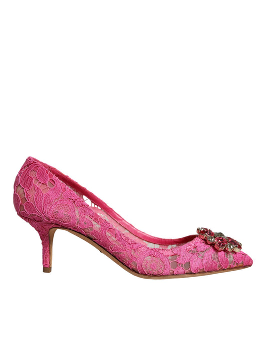 Pink Taormina Lace Crystal Heels Pumps Shoes