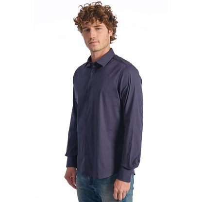 Blue Cotton Men Shirt