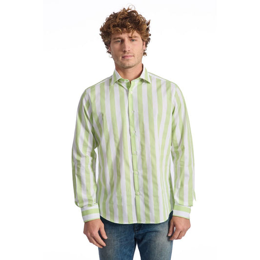 Green Cotton Men Shirt