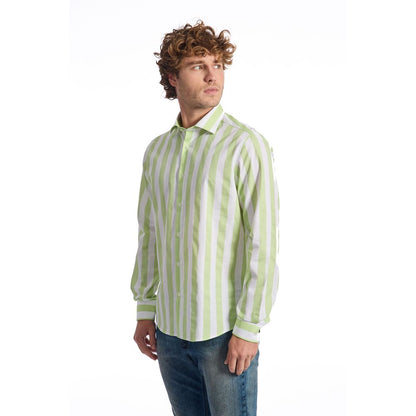 Green Cotton Men Shirt