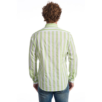 Green Cotton Men Shirt