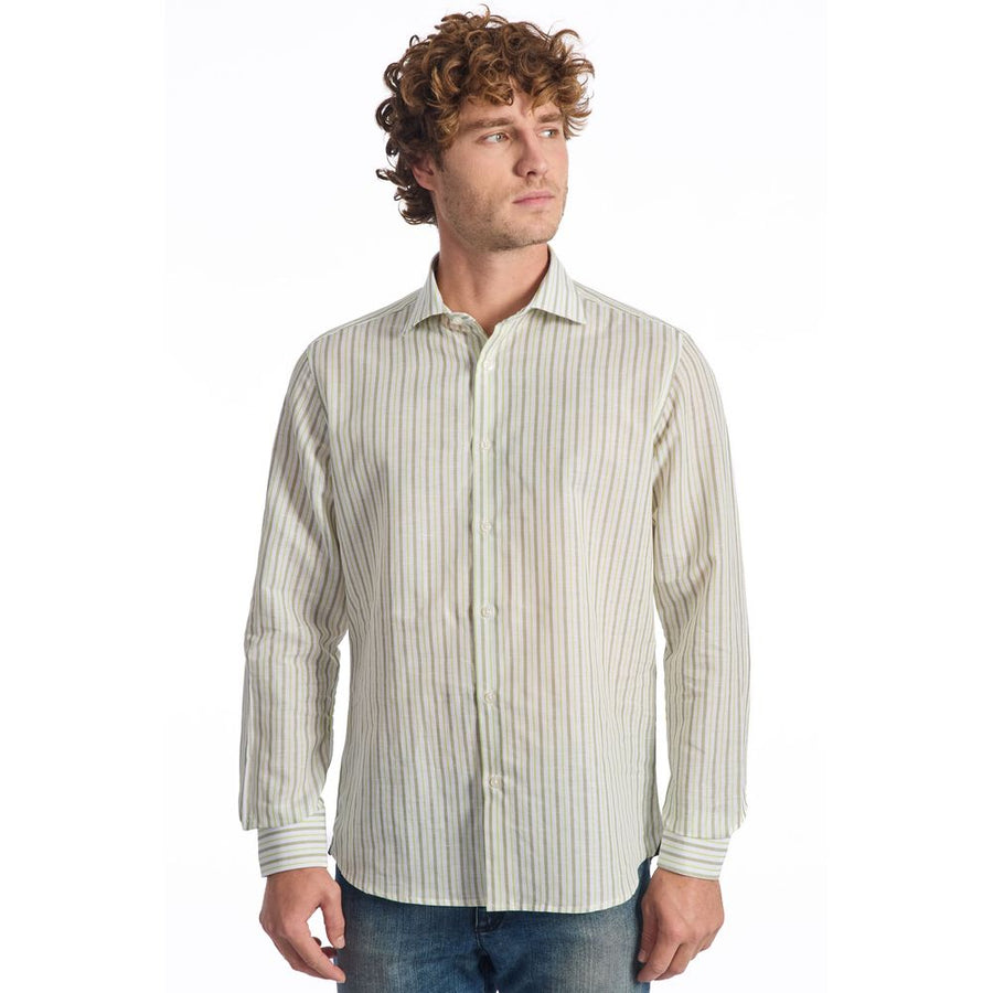 Beige Cotton Men Shirt