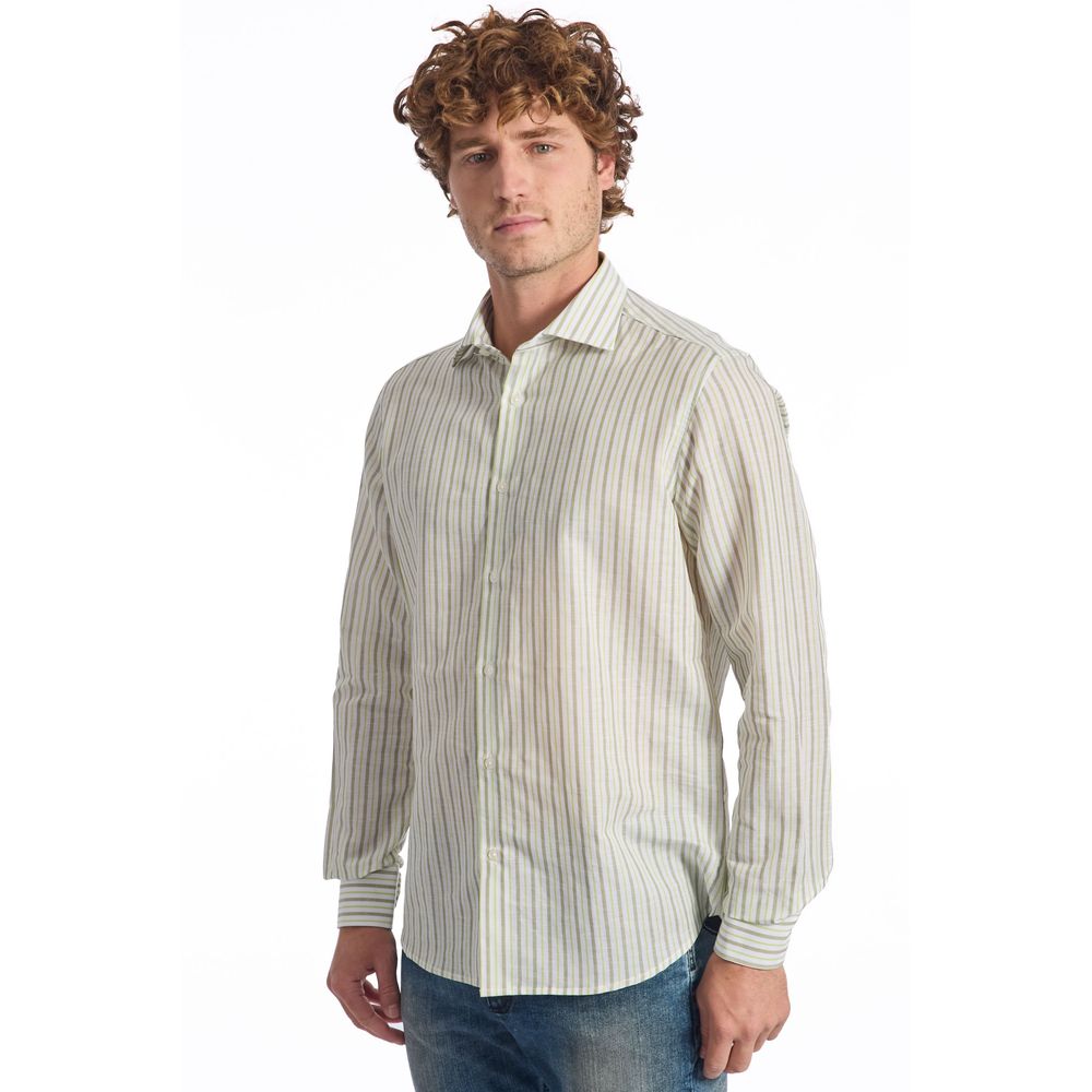 Beige Cotton Men Shirt