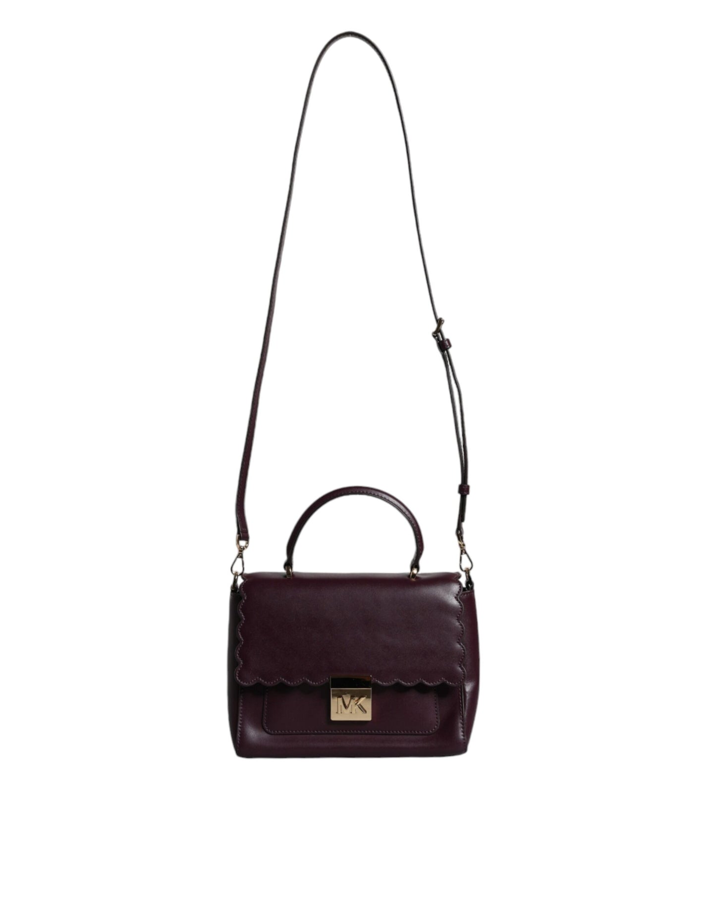 Purple Leather Logo Plaque Crossbody MINDY Satchel Bag