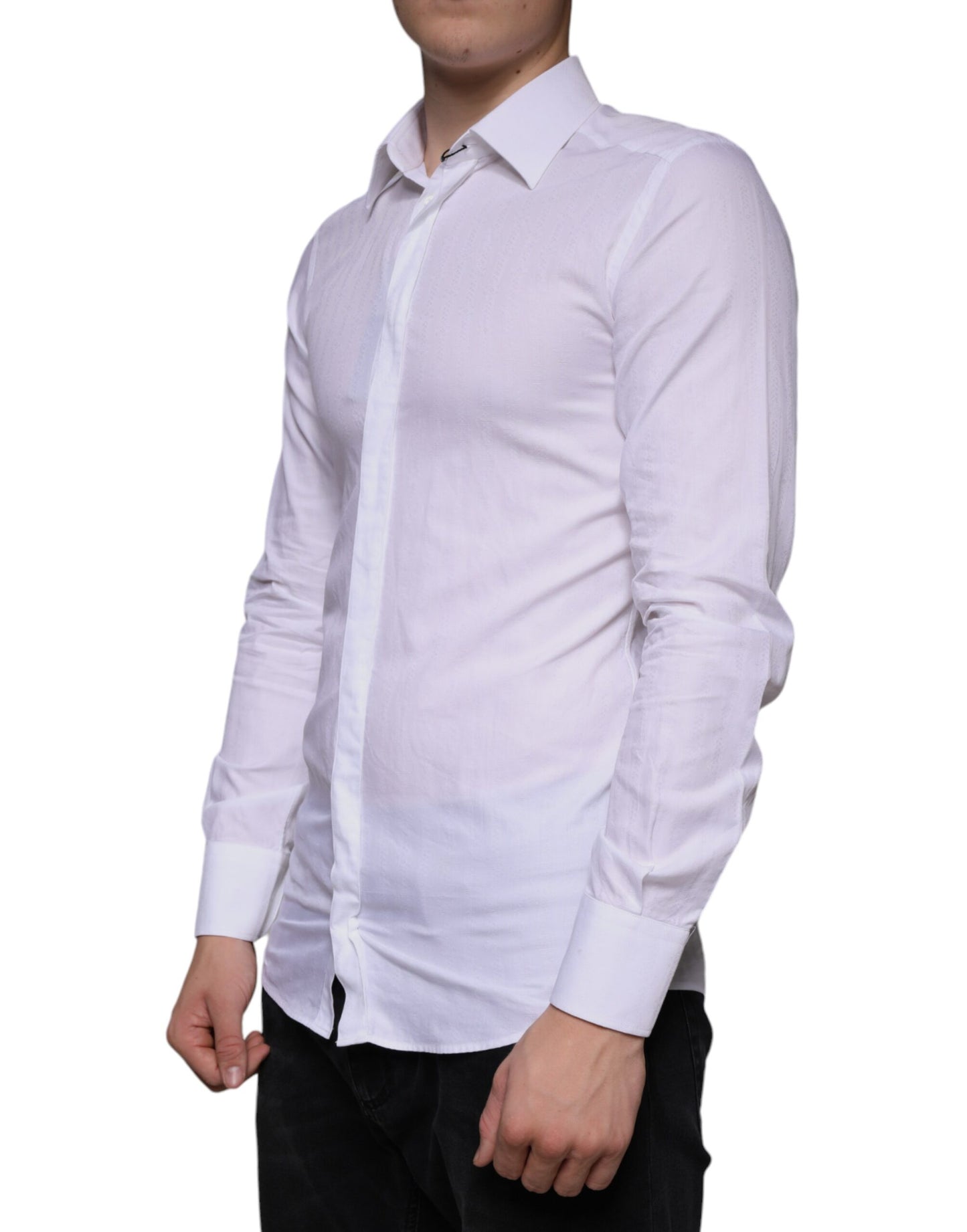 White Cotton Men Dress GOLD Formal Shirt