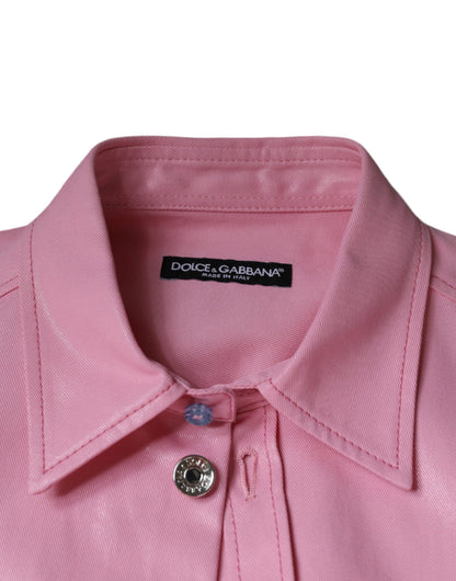 Pink Cotton Collared Button Down Shirt