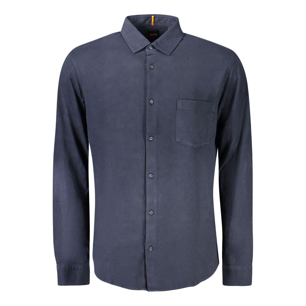 Blue Cotton Men Shirt