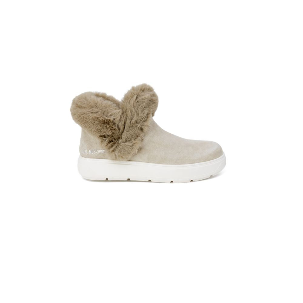 Beige Leather Chunky Sneakers
