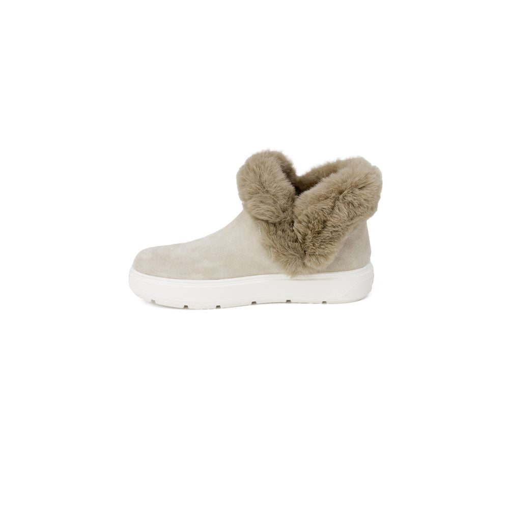 Beige Leather Chunky Sneakers