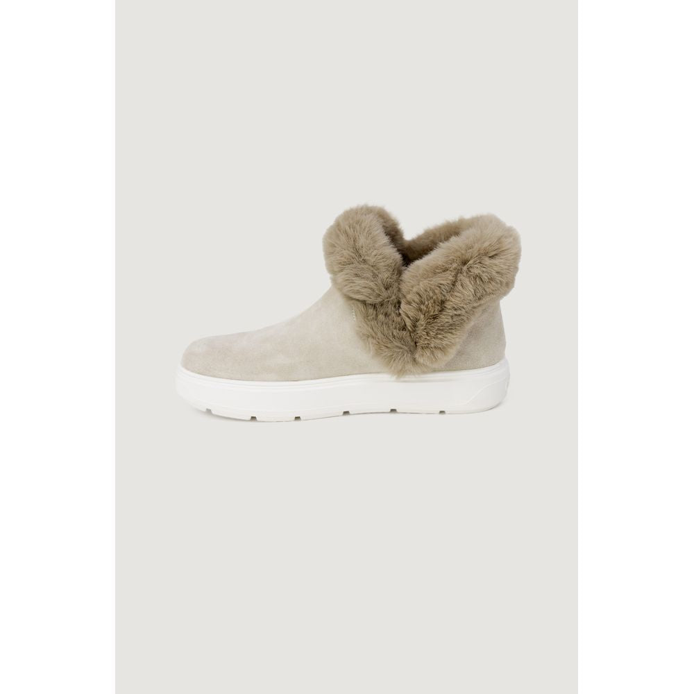 Beige Leather Chunky Sneakers