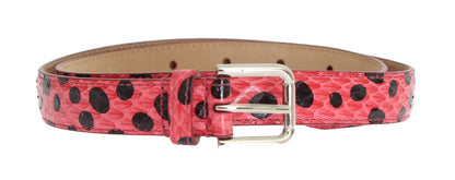 Polka Dot Snakeskin Belt with Silver Buckle