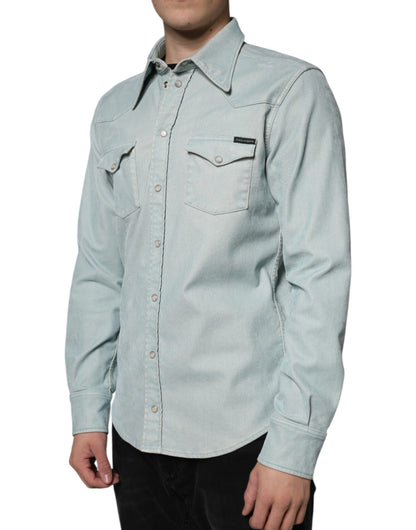 Light Blue Cotton Button Down Casual Shirt