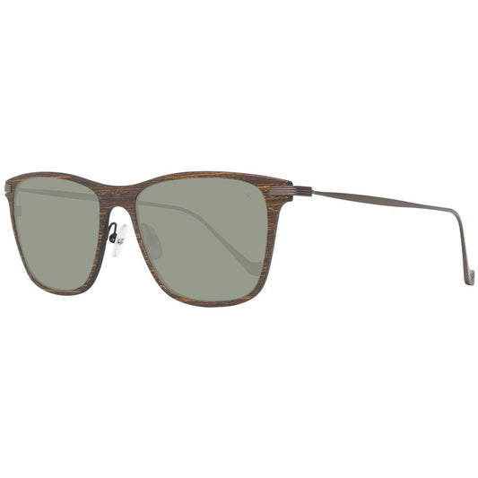 Brown Wood And Metal Sunglasses