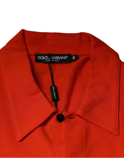 Orange Cotton Button Down Casual Polo Shirt