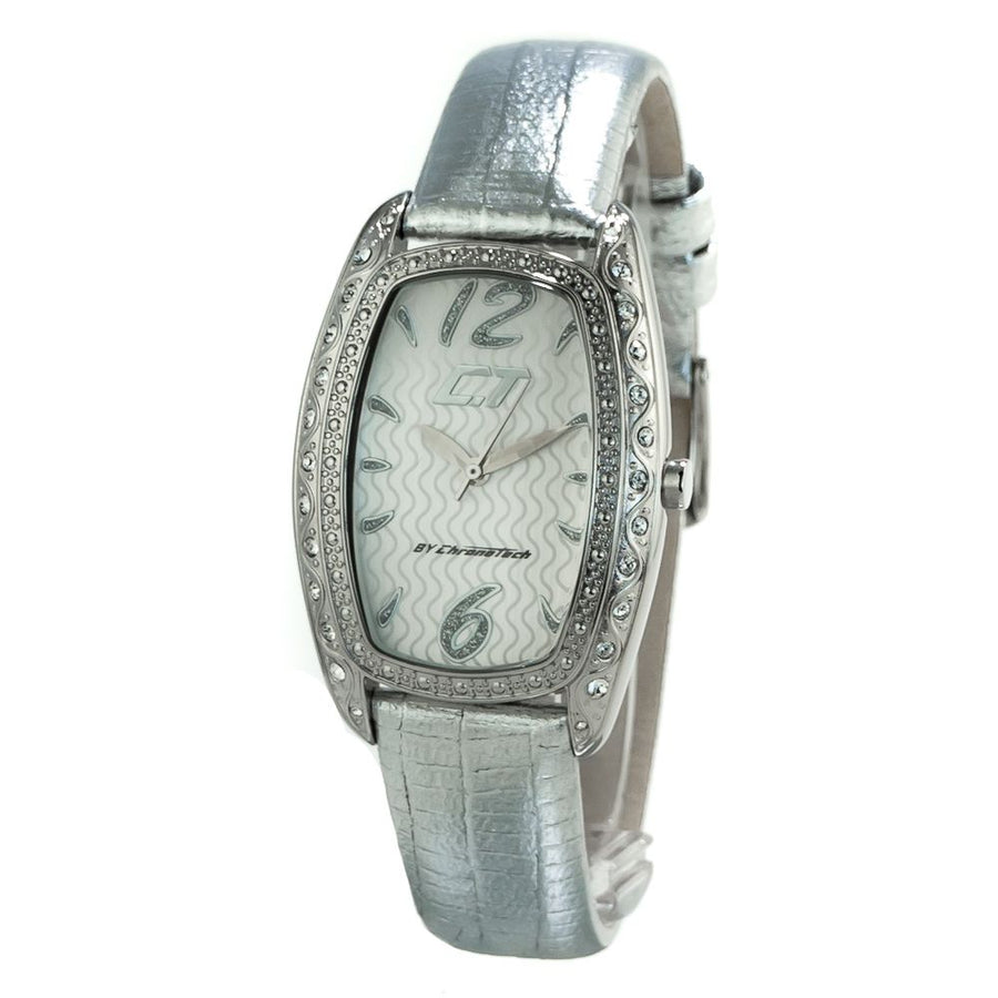 Silver Leather Dress Watch