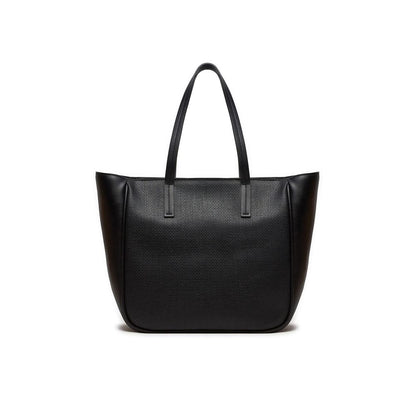 Black Synthetic Leather Handbag