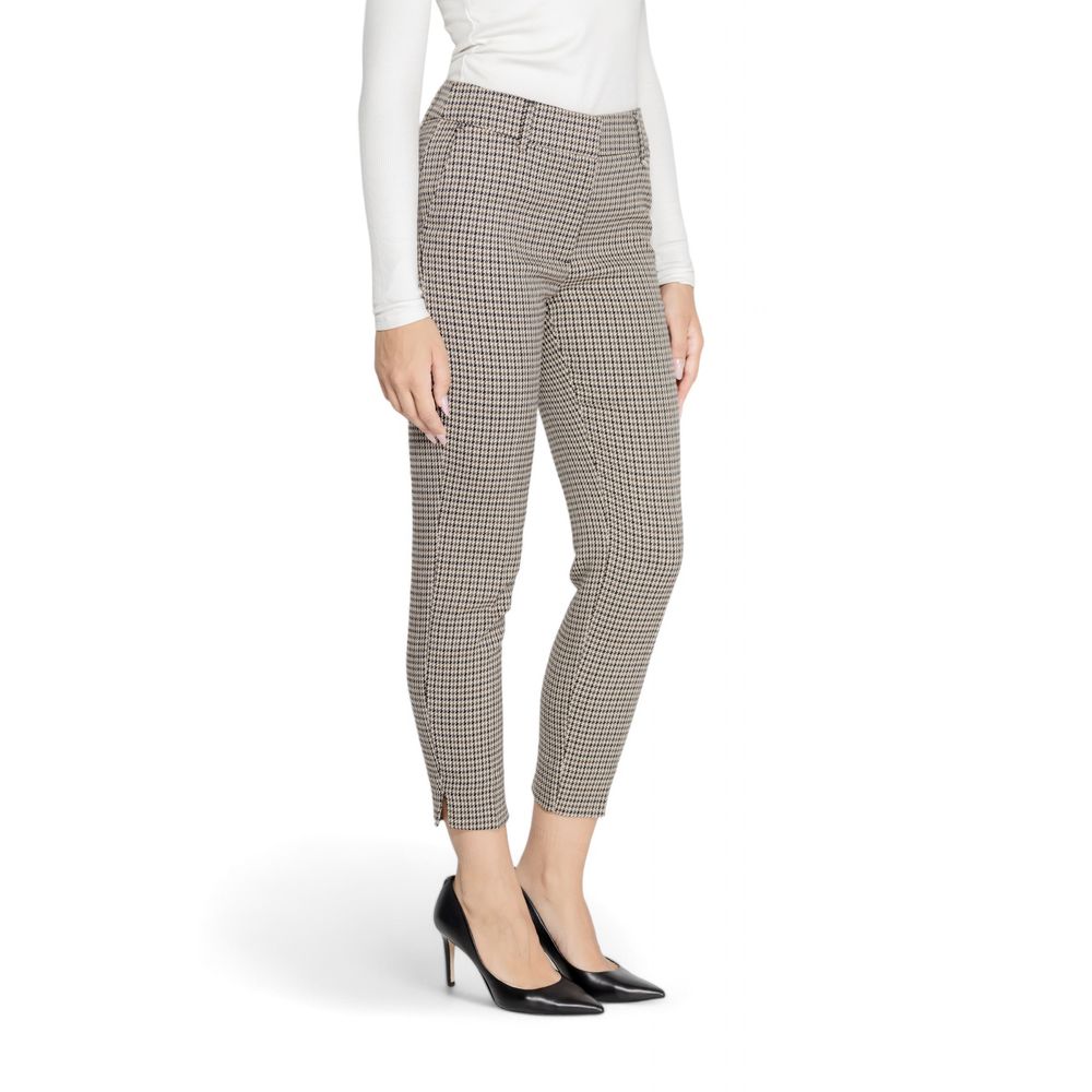 Beige Polyester Casual Pants