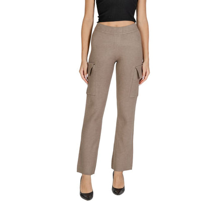 Beige Viscose Cargo Pants