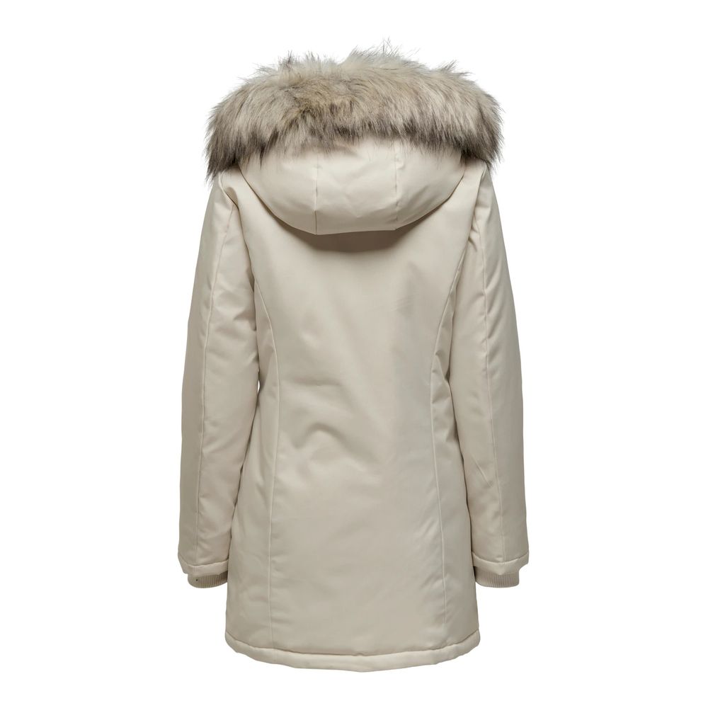 Beige Polyester Parka