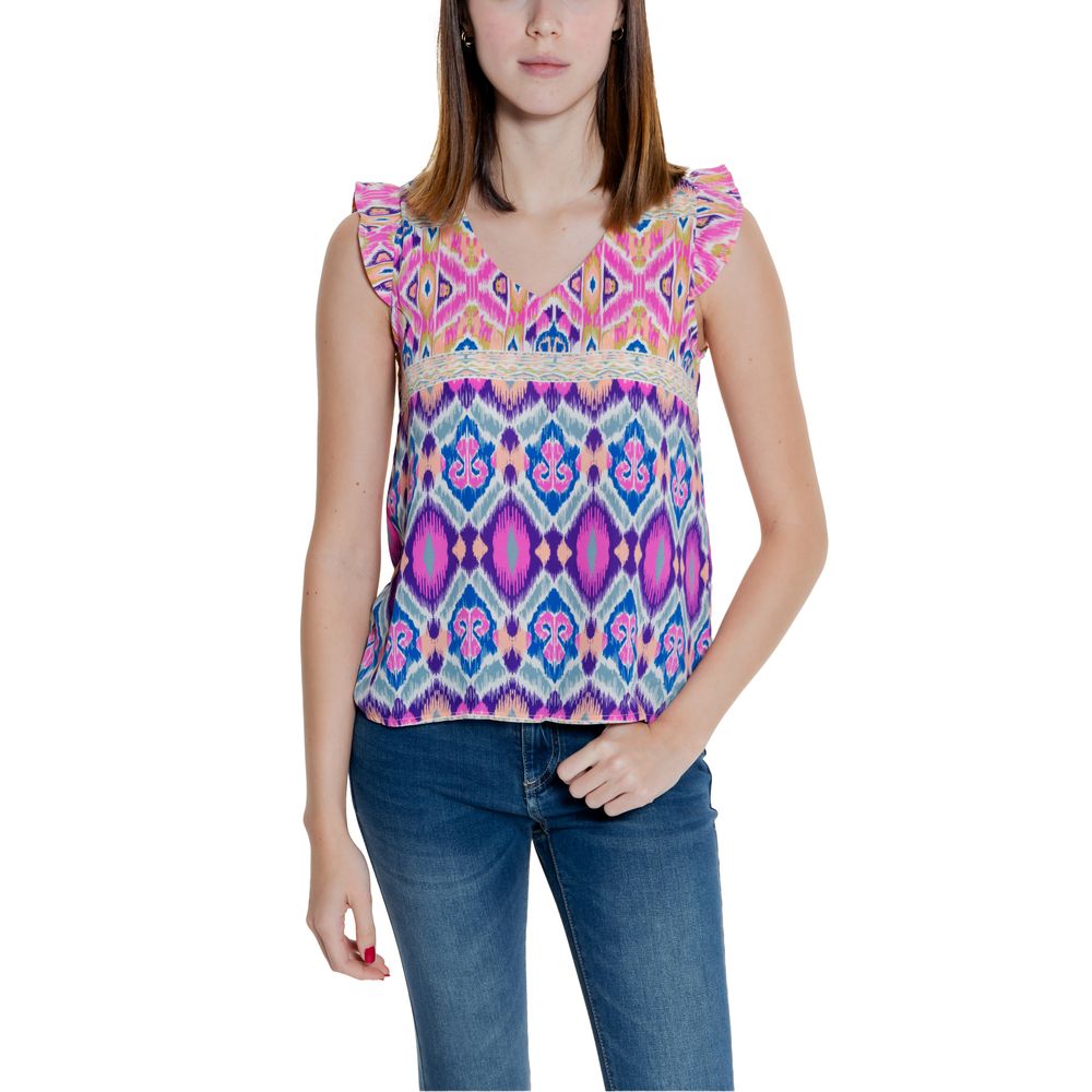 Multicolor Polyester Polyester Tops & T-Shirt