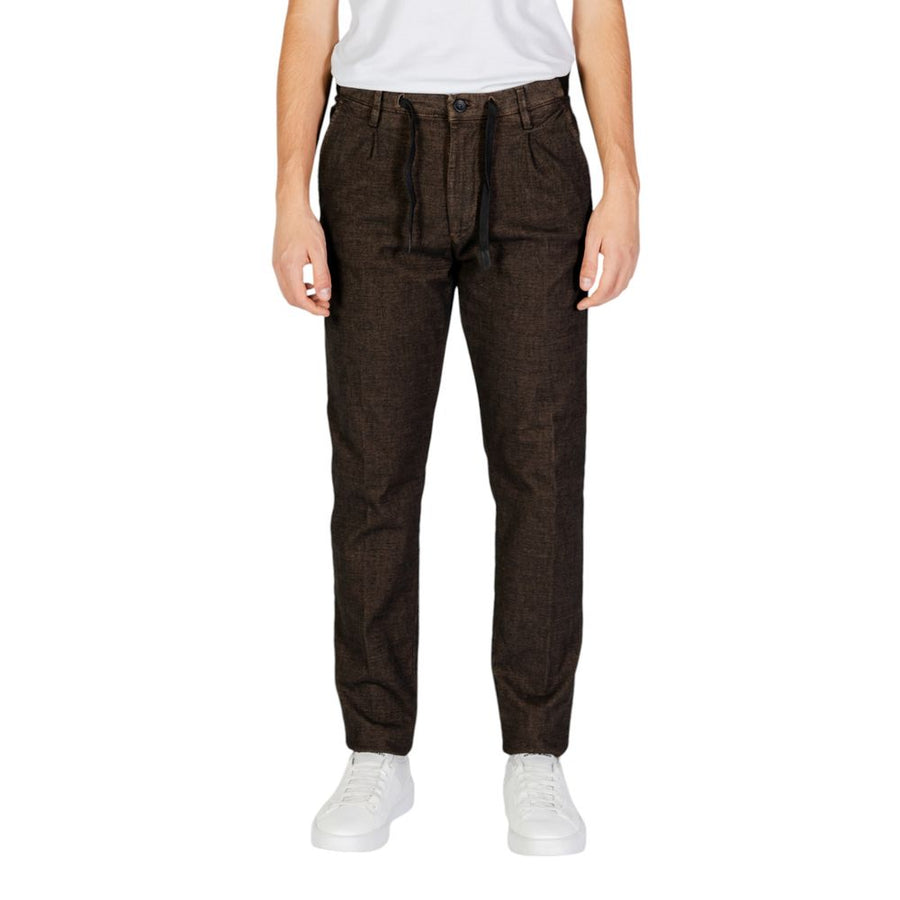 Brown Cotton Casual Pants